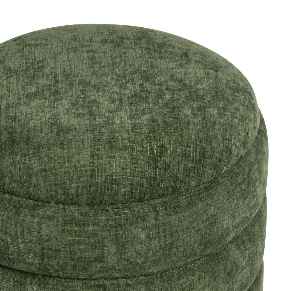 Dark Green Round Ottoman W/ Storage