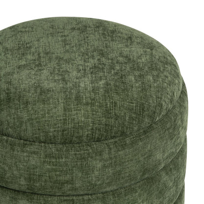 Dark Green Round Ottoman W/ Storage