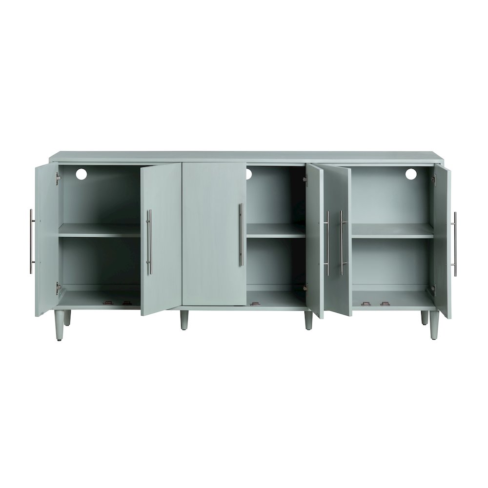 74" Sea Foam Green 6 Door Media Credenza