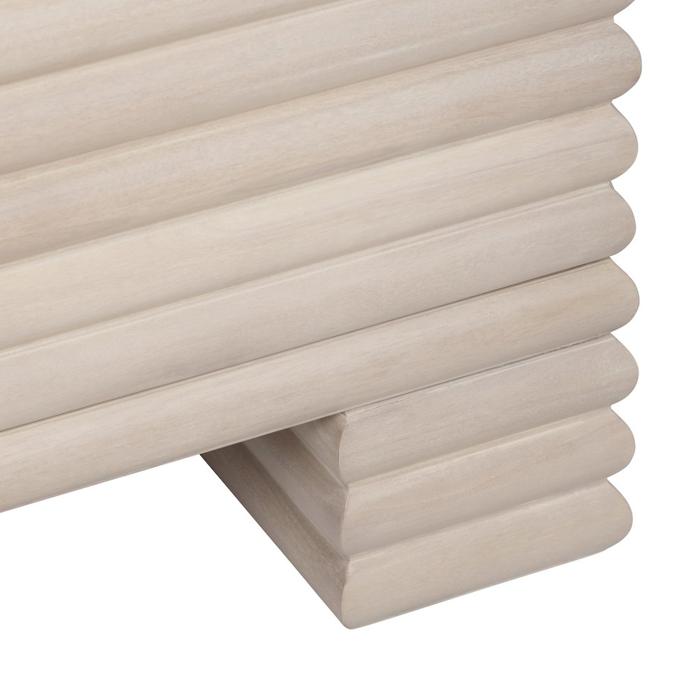 80" Cream Wood 4-Door Reeded Media Credenza