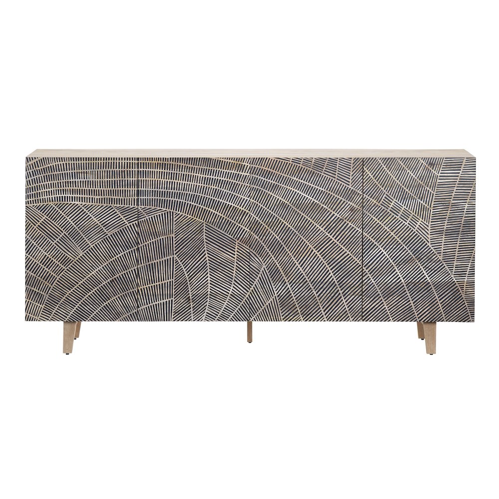 79" Solid Wood 4-Door Media Credenza
