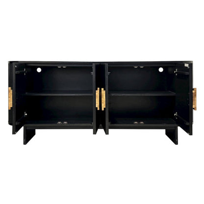 82" Black 4-Door Media Credenza