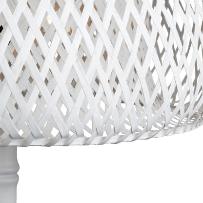 37.5"H White Metal Buffet Lamp With Rattan Shade