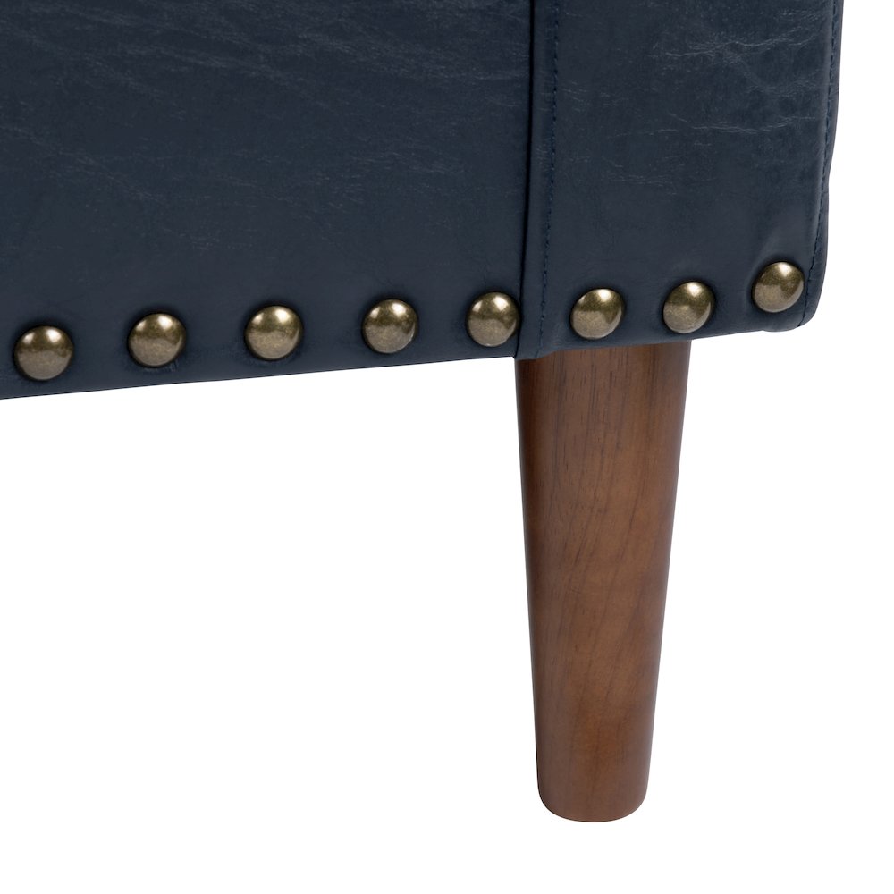 Deep Navy Blue Faux Leather Upholstered Accent Chair