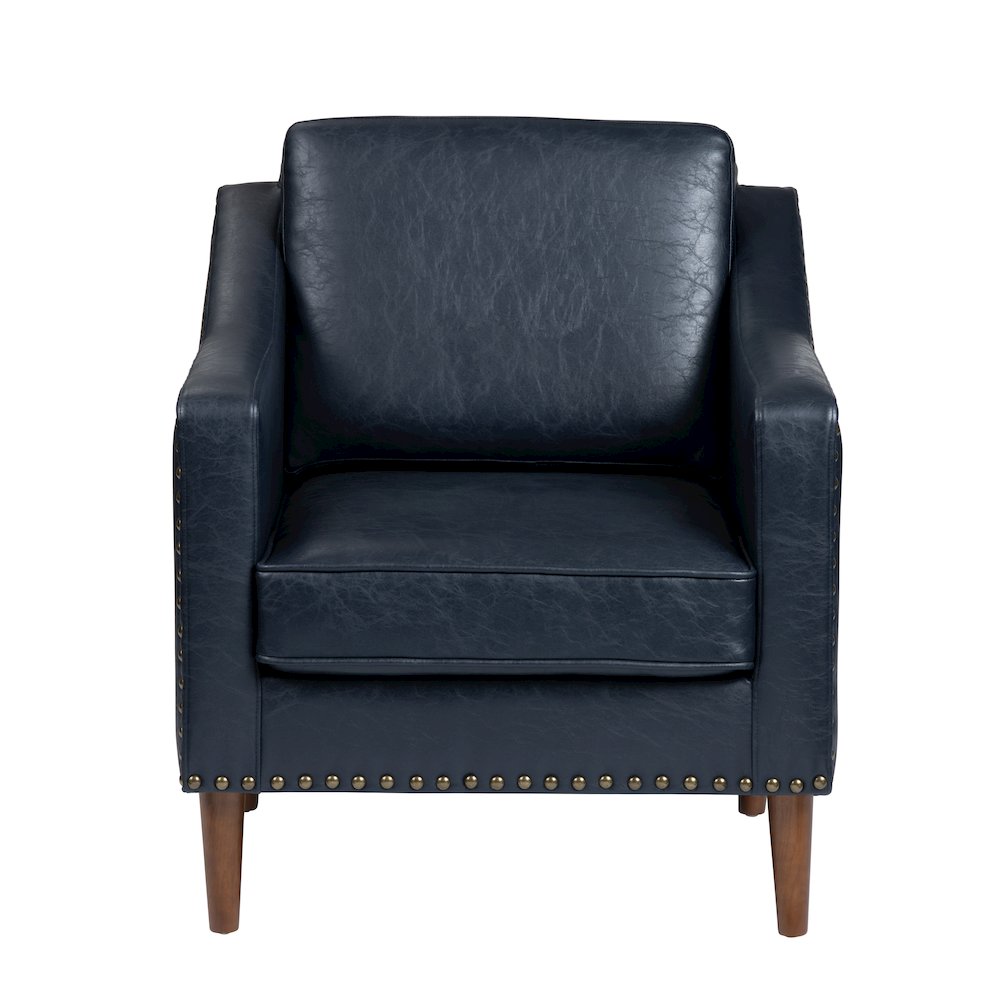 Deep Navy Blue Faux Leather Upholstered Accent Chair