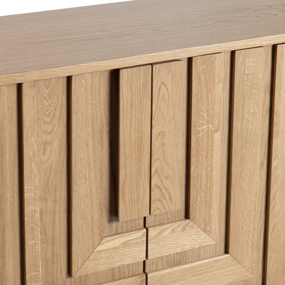 74" Brown Solid Wood 4-Door Media Credenza