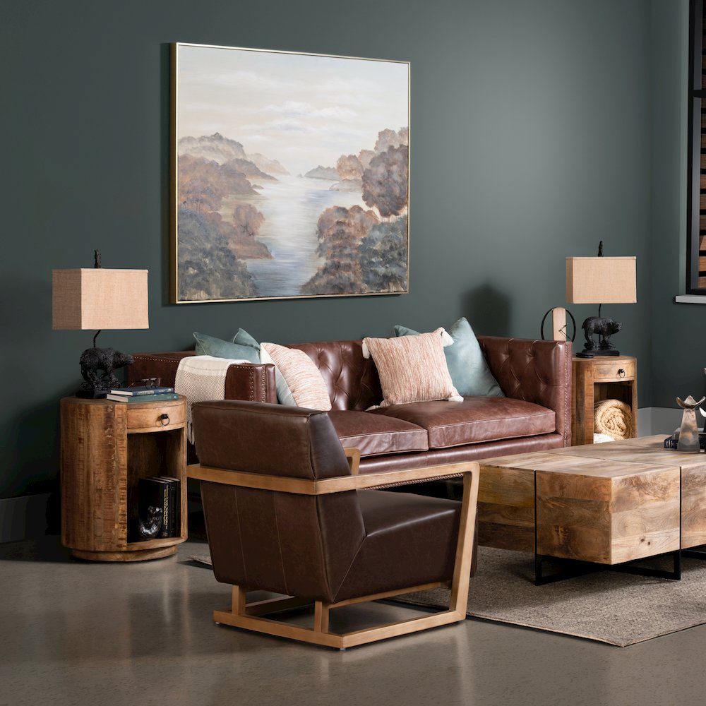 Solid Mango Brown Round Accent_End Table