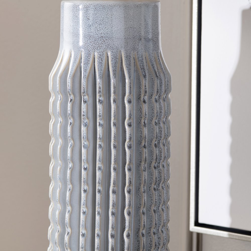 Set Of 2 Powdered Blue Ceramic Lamps With Crystal Bases