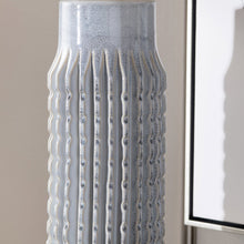 Set Of 2 Powdered Blue Ceramic Lamps With Crystal Bases