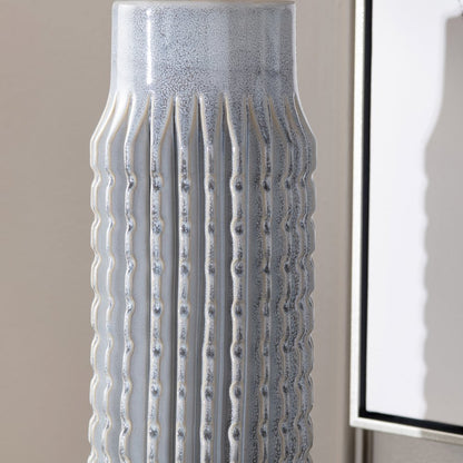 Set Of 2 Powdered Blue Ceramic Lamps With Crystal Bases