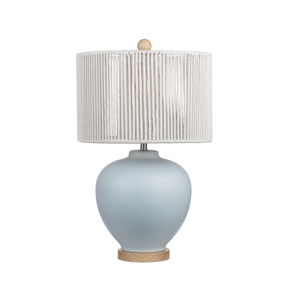 25.25"H Light Blue Ceramic Table Lamp With Cotton Shade