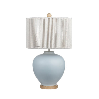 25.25"H Light Blue Ceramic Table Lamp With Cotton Shade