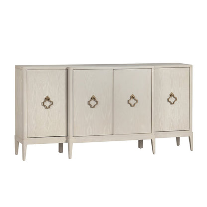 75.5" Beige With A Yellow Undertone 4-Door Media Credenza