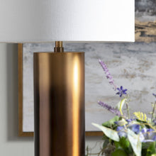Set Of 2 Ombre Elegant Metal Cylinder Table Lamp With Linen Shade