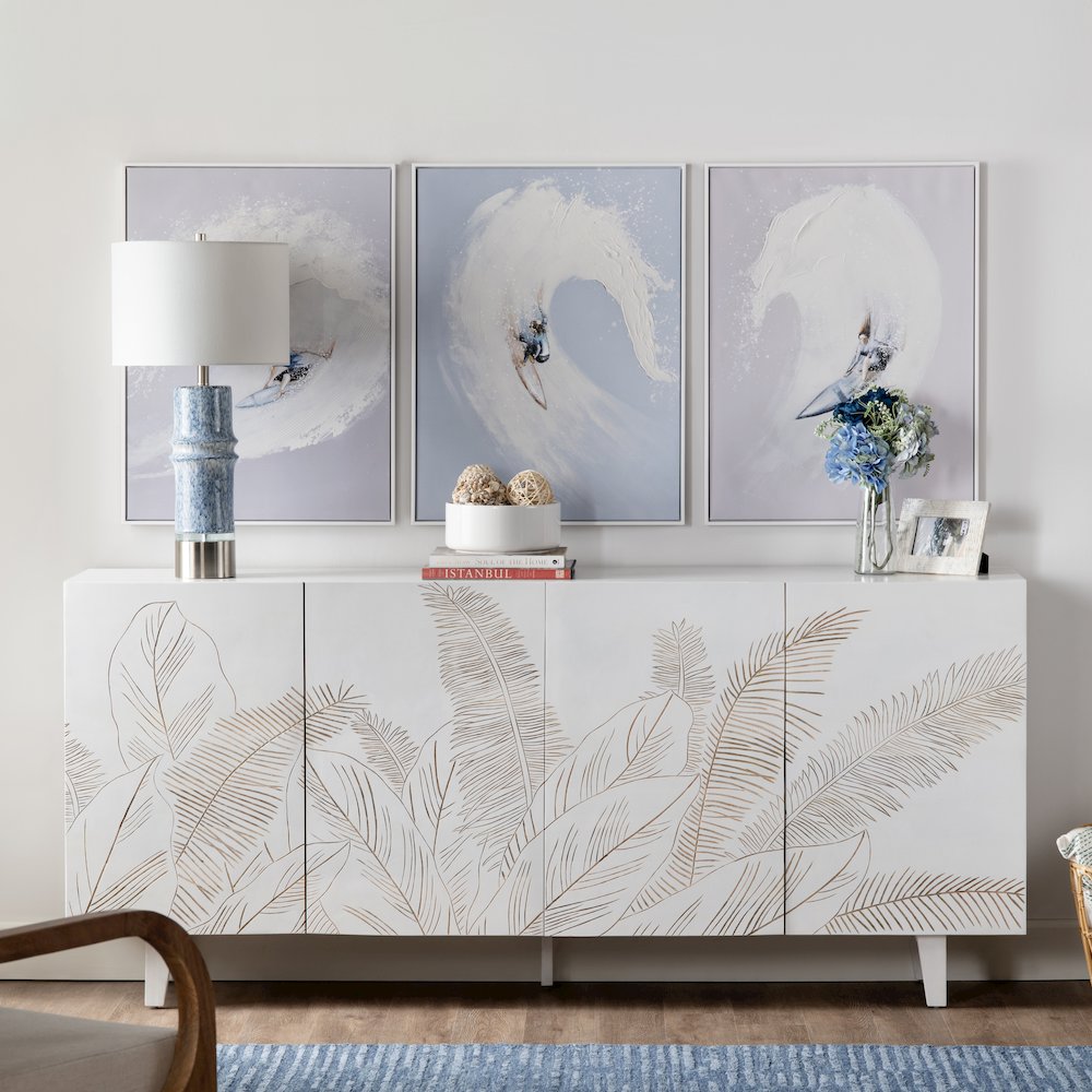 79" Solid Wood 4-Door Media Credenza