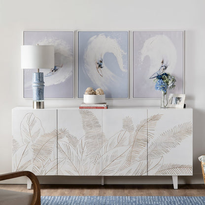 79" Solid Wood 4-Door Media Credenza
