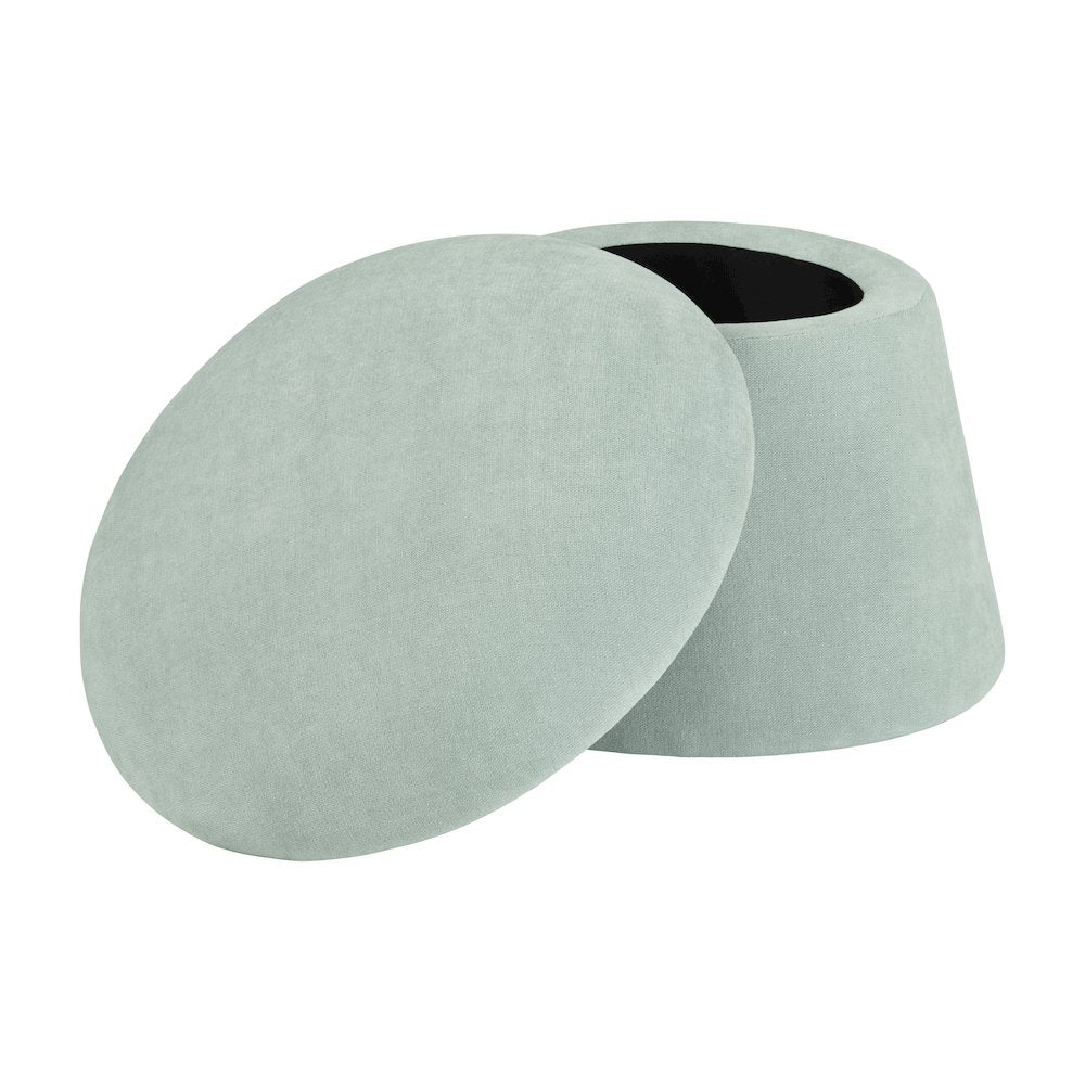 Seafoam Green Chenille Mushroom Ottoman W/ Storage