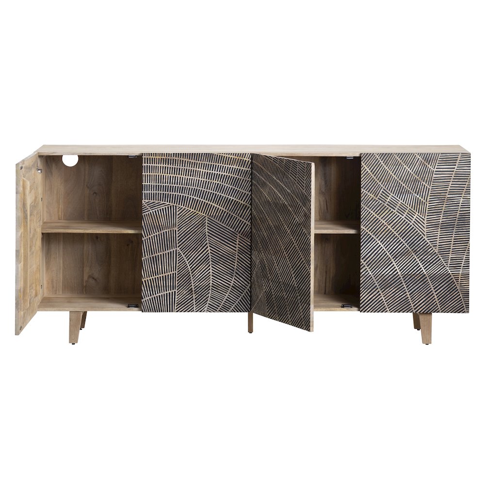 79" Solid Wood 4-Door Media Credenza