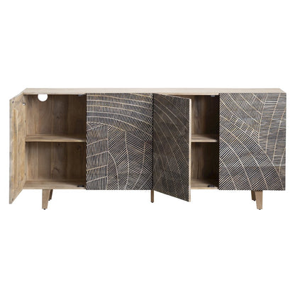79" Solid Wood 4-Door Media Credenza