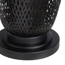 Set Of 2 Black Rattan/Bamboo Table Lamp With Linen Shade