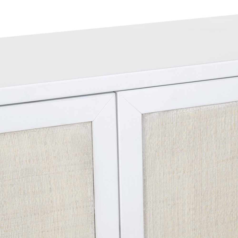 72" White-Washed And Cream 4-Door Media Credenza