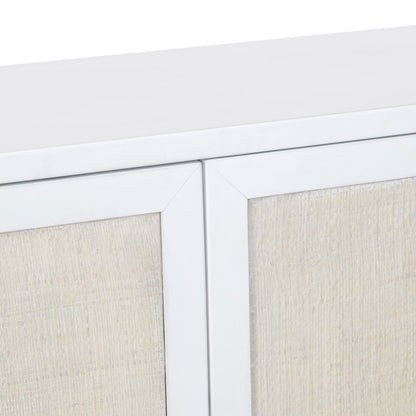 72" White-Washed And Cream 4-Door Media Credenza