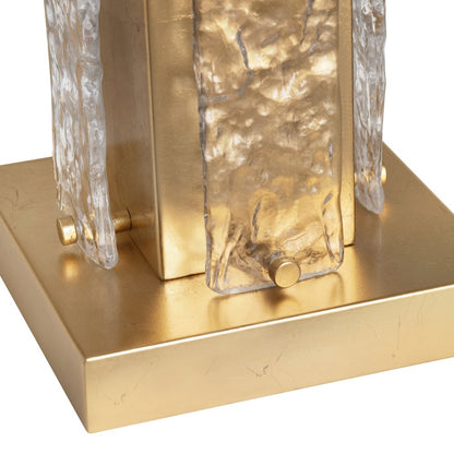 Set Of 2 Metal & Glass Table Lamp With Linen Shade