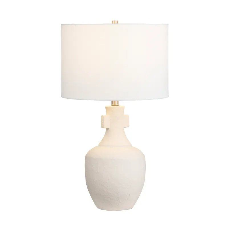 26.25" Coastal Cream Ceramic Table Lamp with Silver Accents