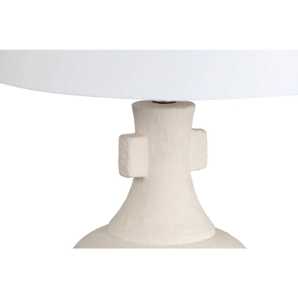 26.25" Coastal Cream Ceramic Table Lamp with Silver Accents