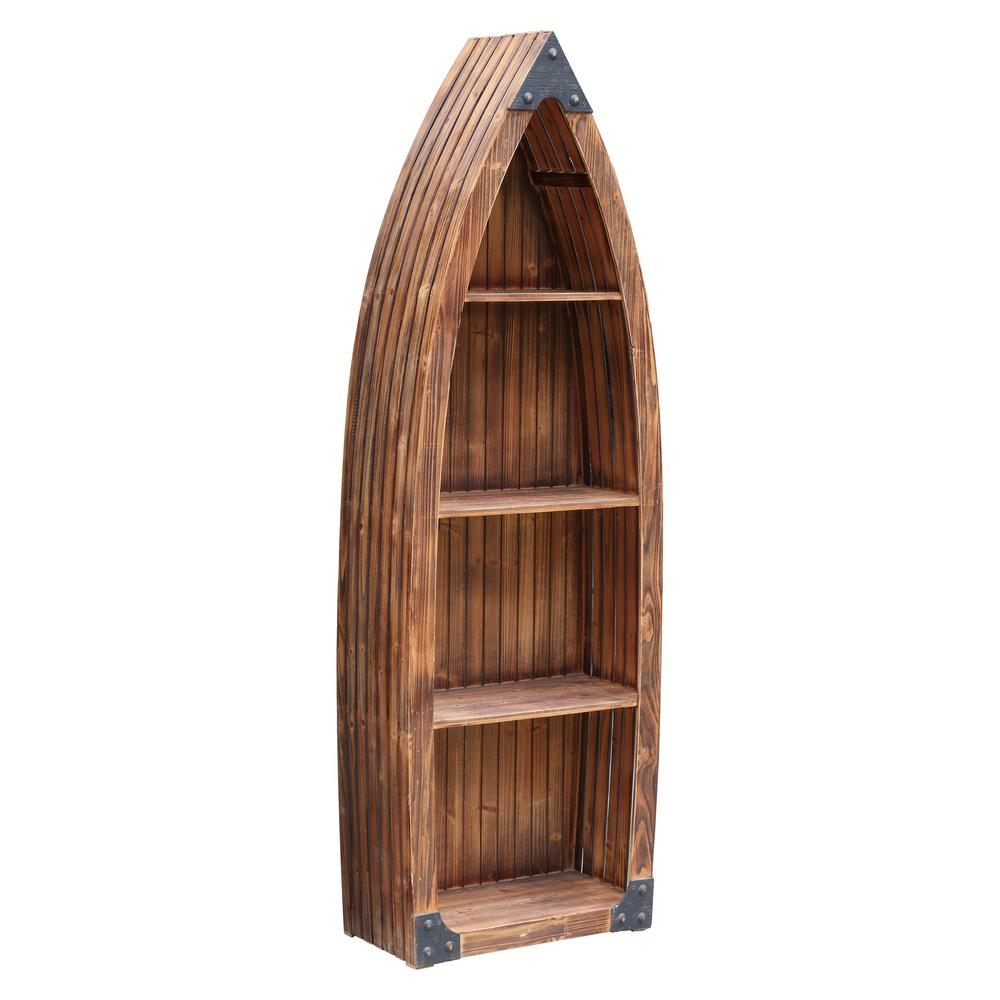Mountain View Rustic Wood Canoe 3 Shelf Bookcase