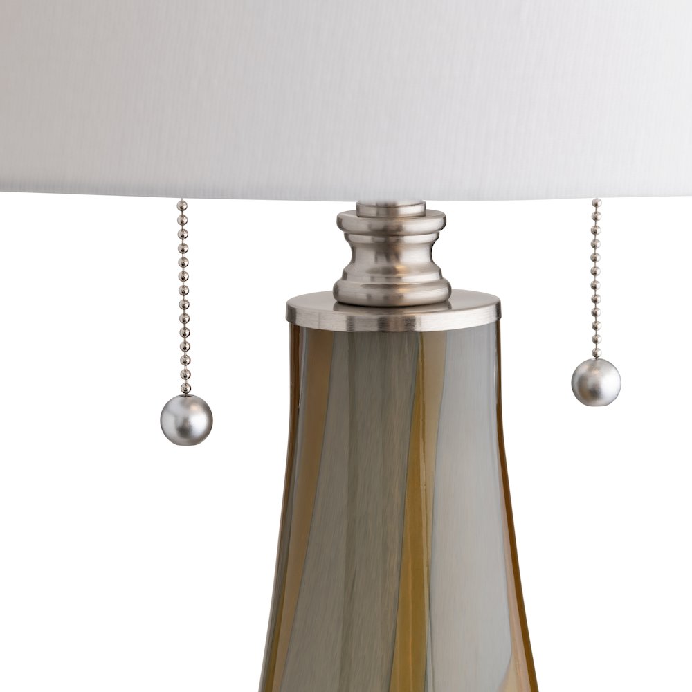 Set Of 2 Glass Table Lamp With Linen Shade