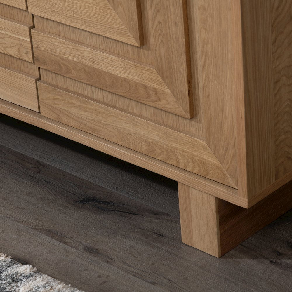 74" Brown Solid Wood 4-Door Media Credenza