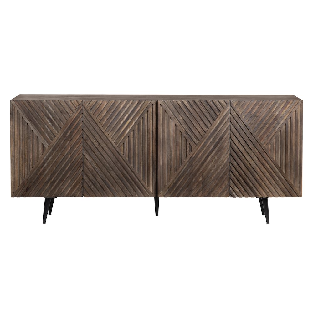 69" Solid Wood & Metal 4-Door Media Credenza