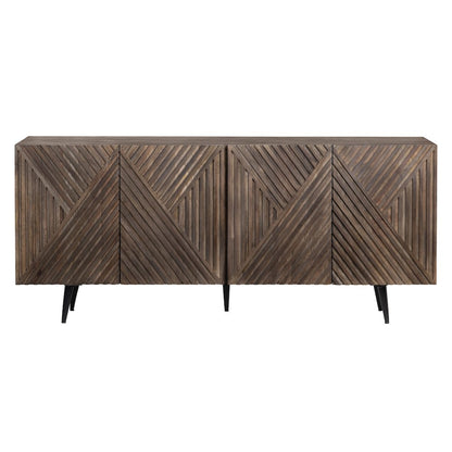 69" Solid Wood & Metal 4-Door Media Credenza