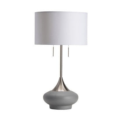 32.25"H Metal & Concrete Table Lamp With Linen Shade