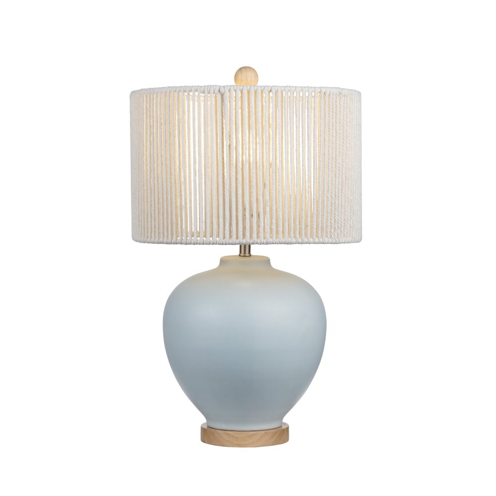 25.25"H Light Blue Ceramic Table Lamp With Cotton Shade