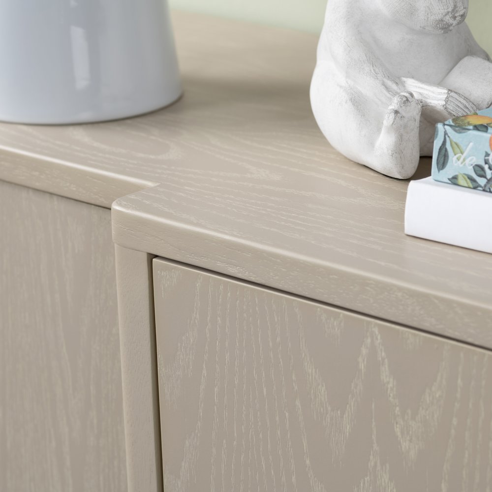 75.5" Beige With A Yellow Undertone 4-Door Media Credenza