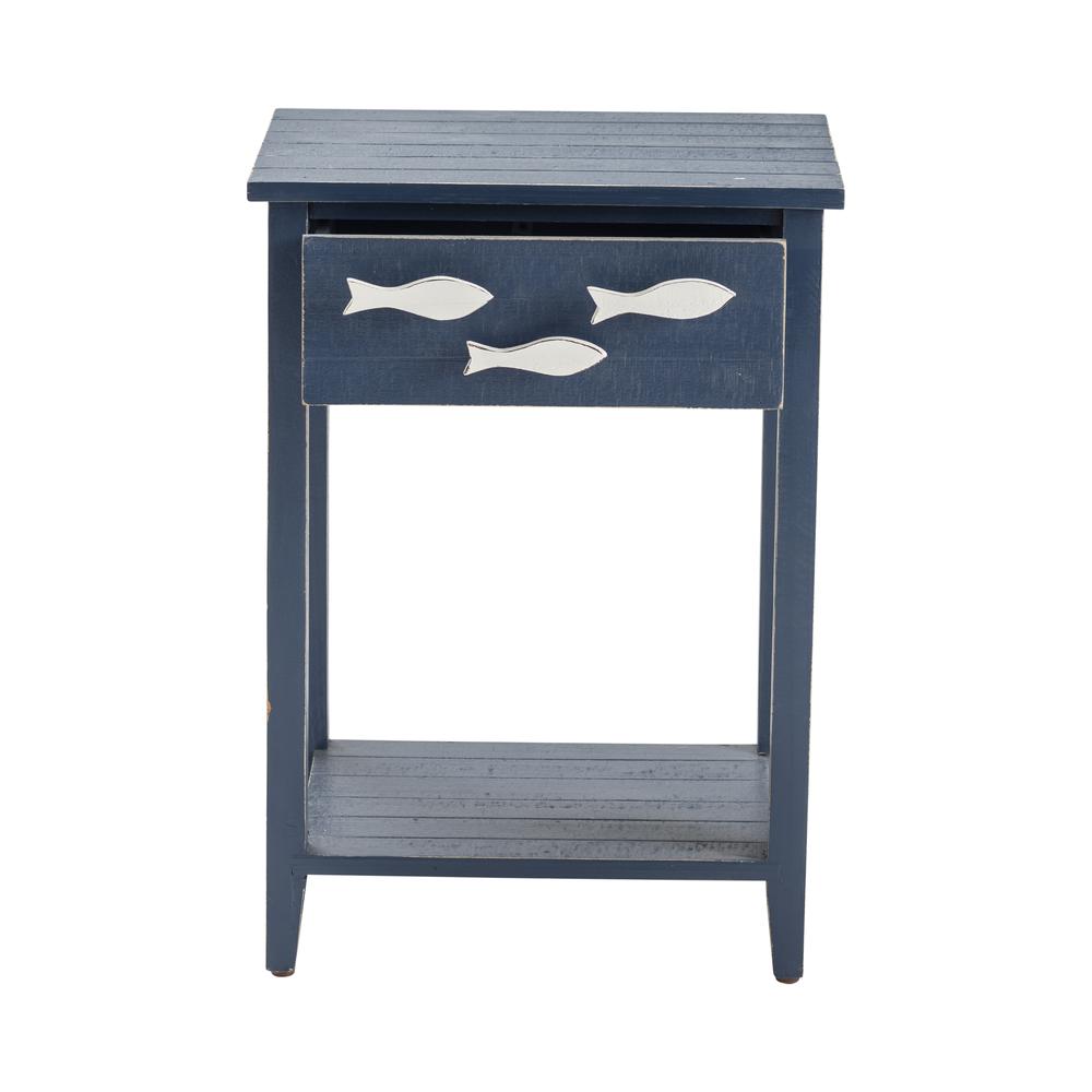 Crestview Collection Nautical Navy 1 Drawer Accent Table w/Fish Hardware