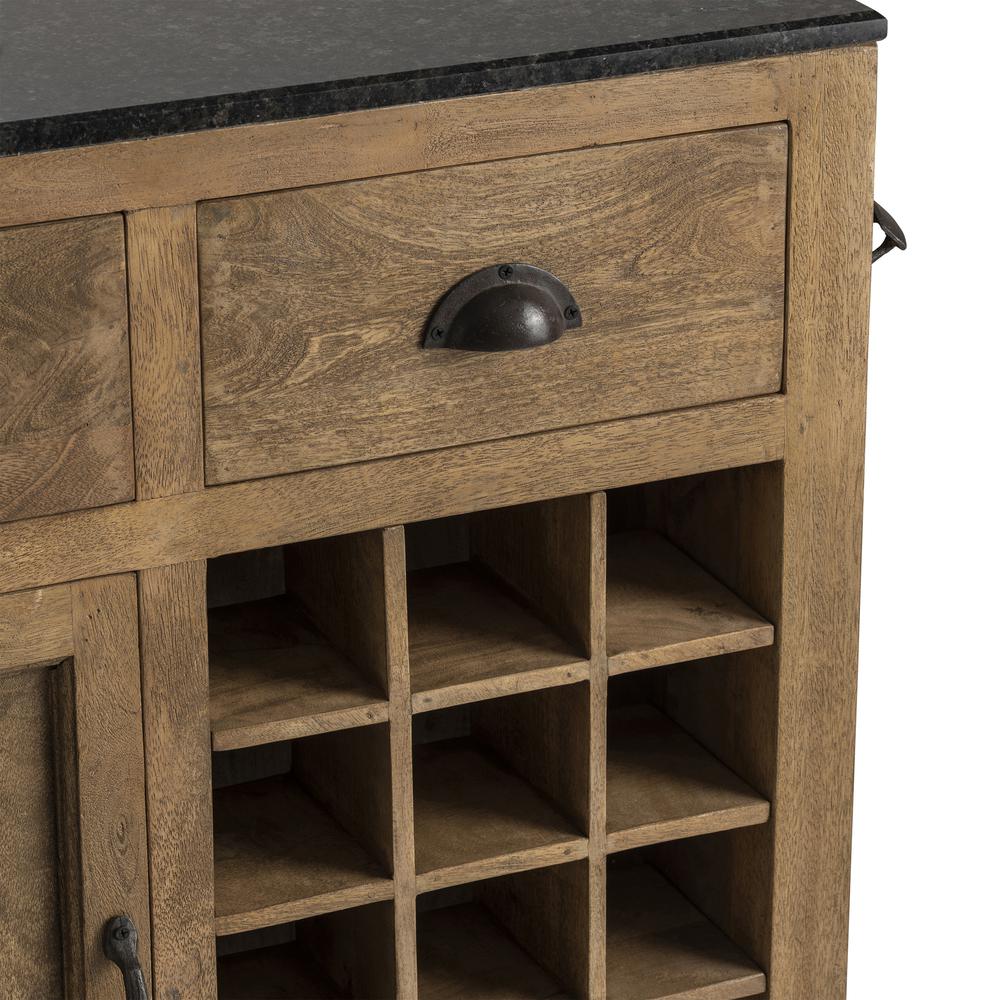 Bengal Manor Mango Wood and Granite Kitchen Island