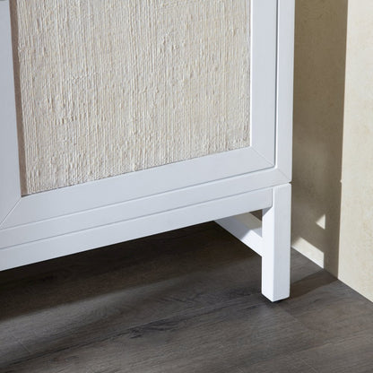 72" White-Washed And Cream 4-Door Media Credenza