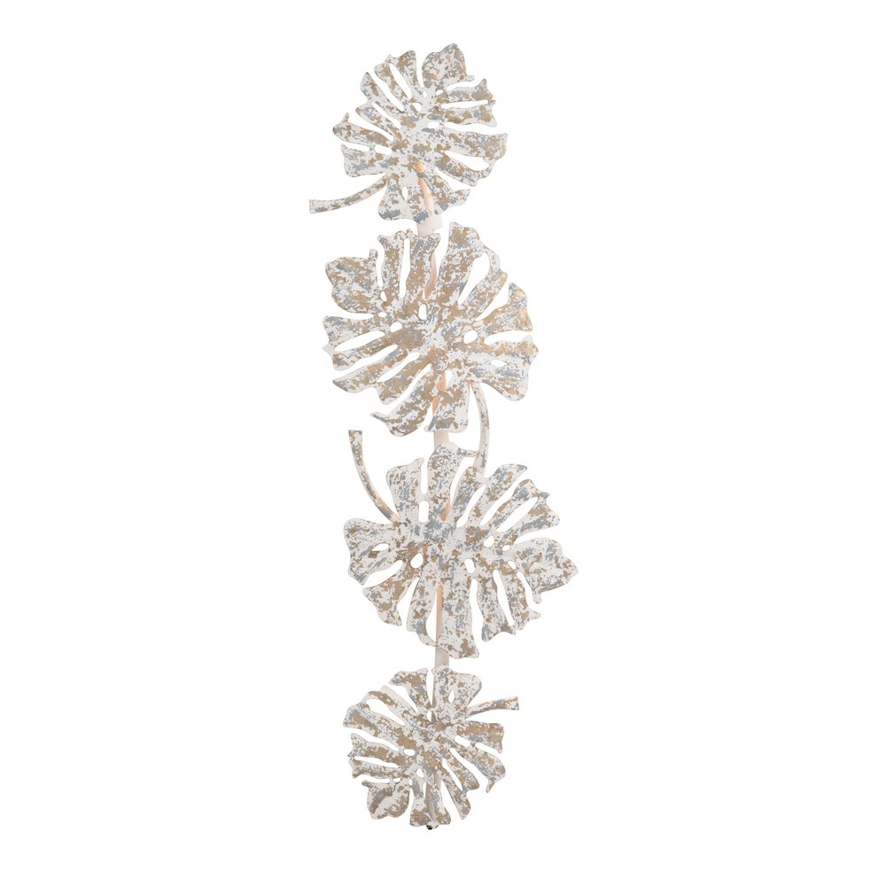 52"H Dusty White And Gold Metal Wall Sconce