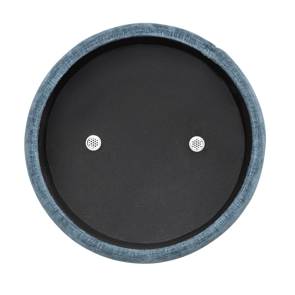 Navy Blue Round Ottoman W/ Storage