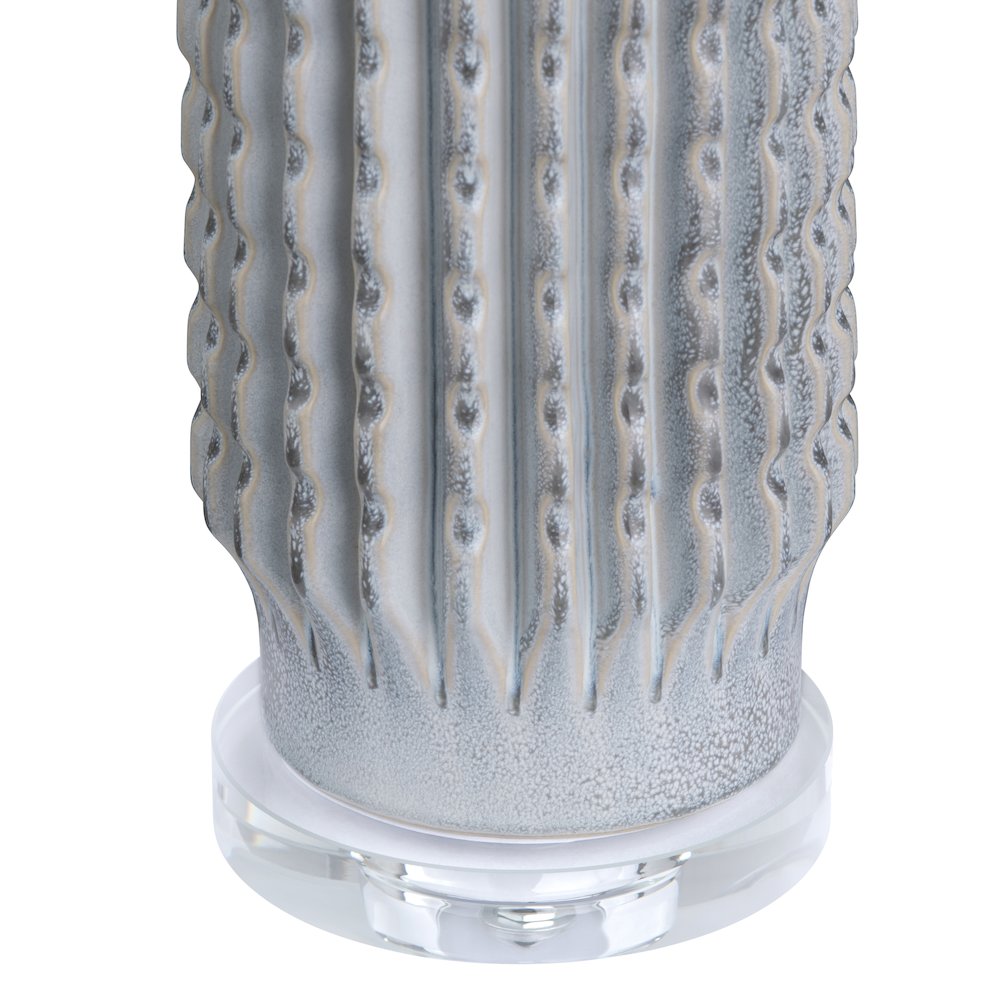Set Of 2 Powdered Blue Ceramic Lamps With Crystal Bases