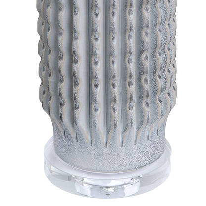 Set Of 2 Powdered Blue Ceramic Lamps With Crystal Bases