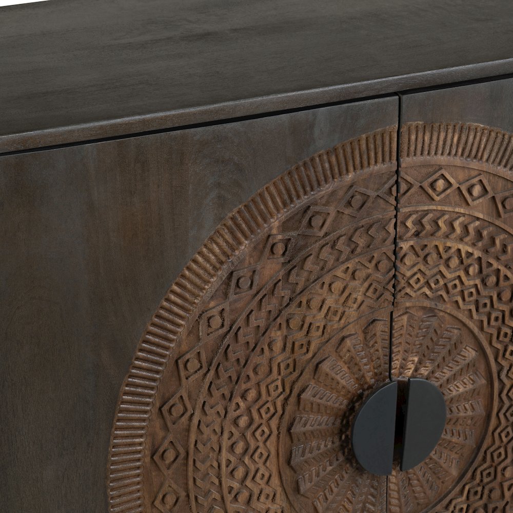 66" Solid Wood & Metal 4-Door Media Credenza