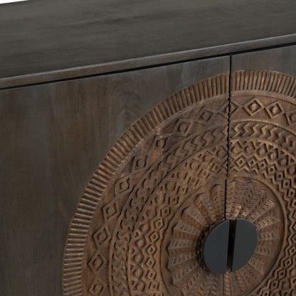 66" Solid Wood & Metal 4-Door Media Credenza