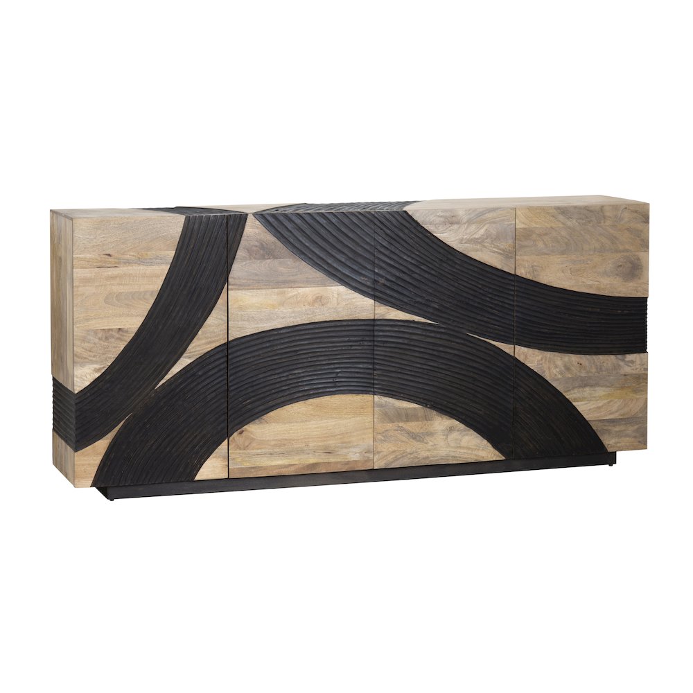 80" Brown Solid Wood 4-Door Media Credenza