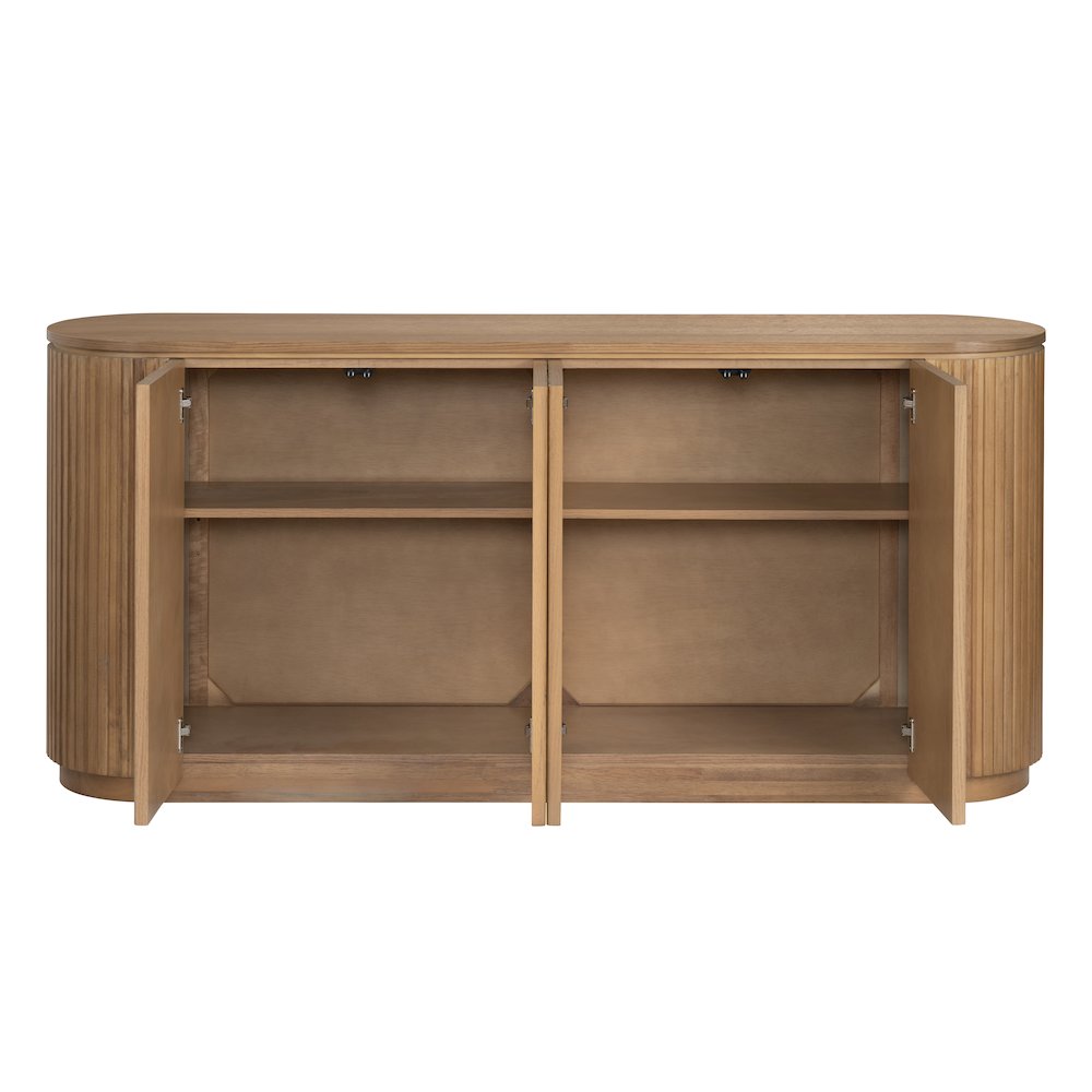 72" Honey Brown 4-Door Credenza