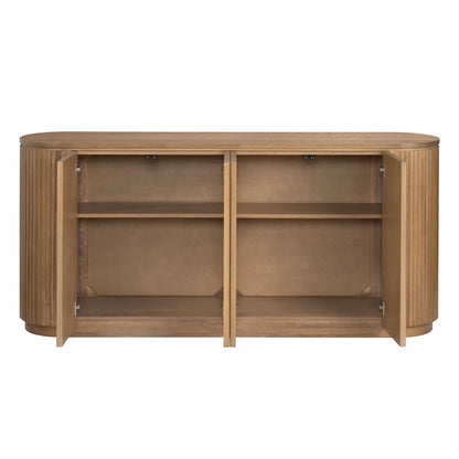 72" Honey Brown 4-Door Credenza