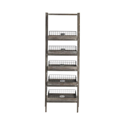 Hastings 5 Tier Charcoal Grey Angled Etagere with Removable Metal Baskets
